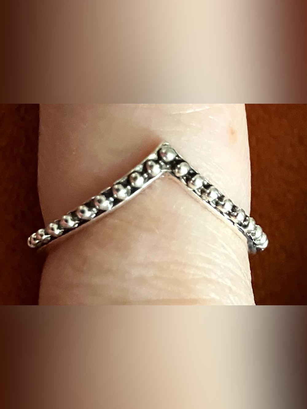 Dainty Chevron V Band Ring Silver Tone Alloy Stackable